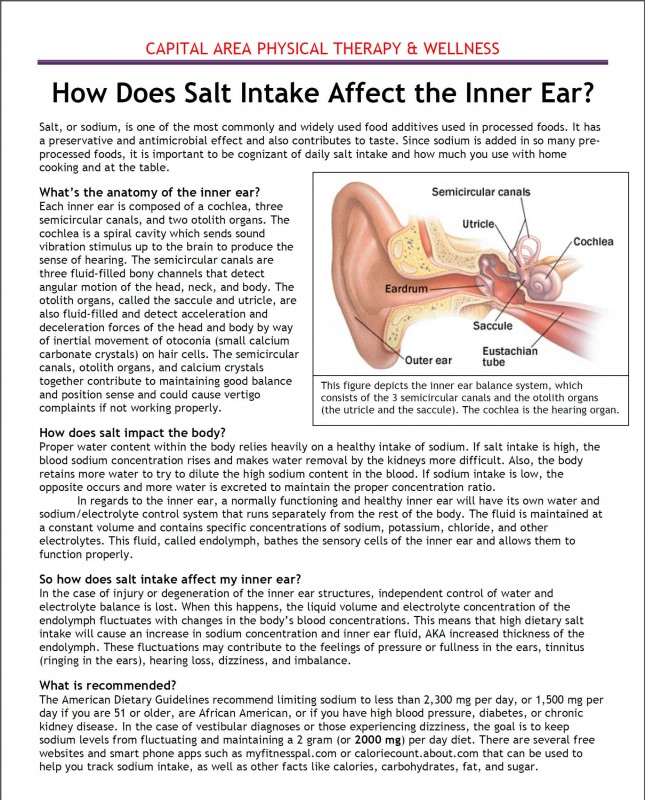 How Salt Intake Affect the Inner Ear