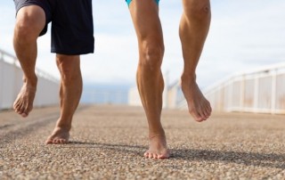 Runners running barefoot