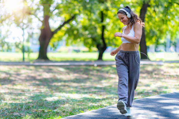 woman walking outdoors